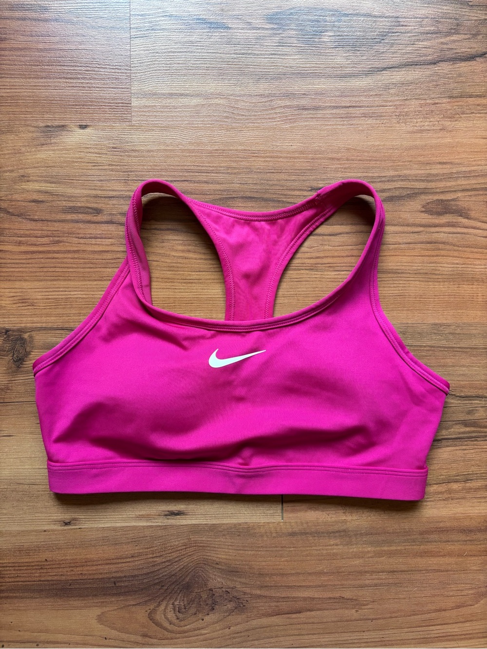 Nike Hot Pink Racerback Sports Bra with White Swoosh